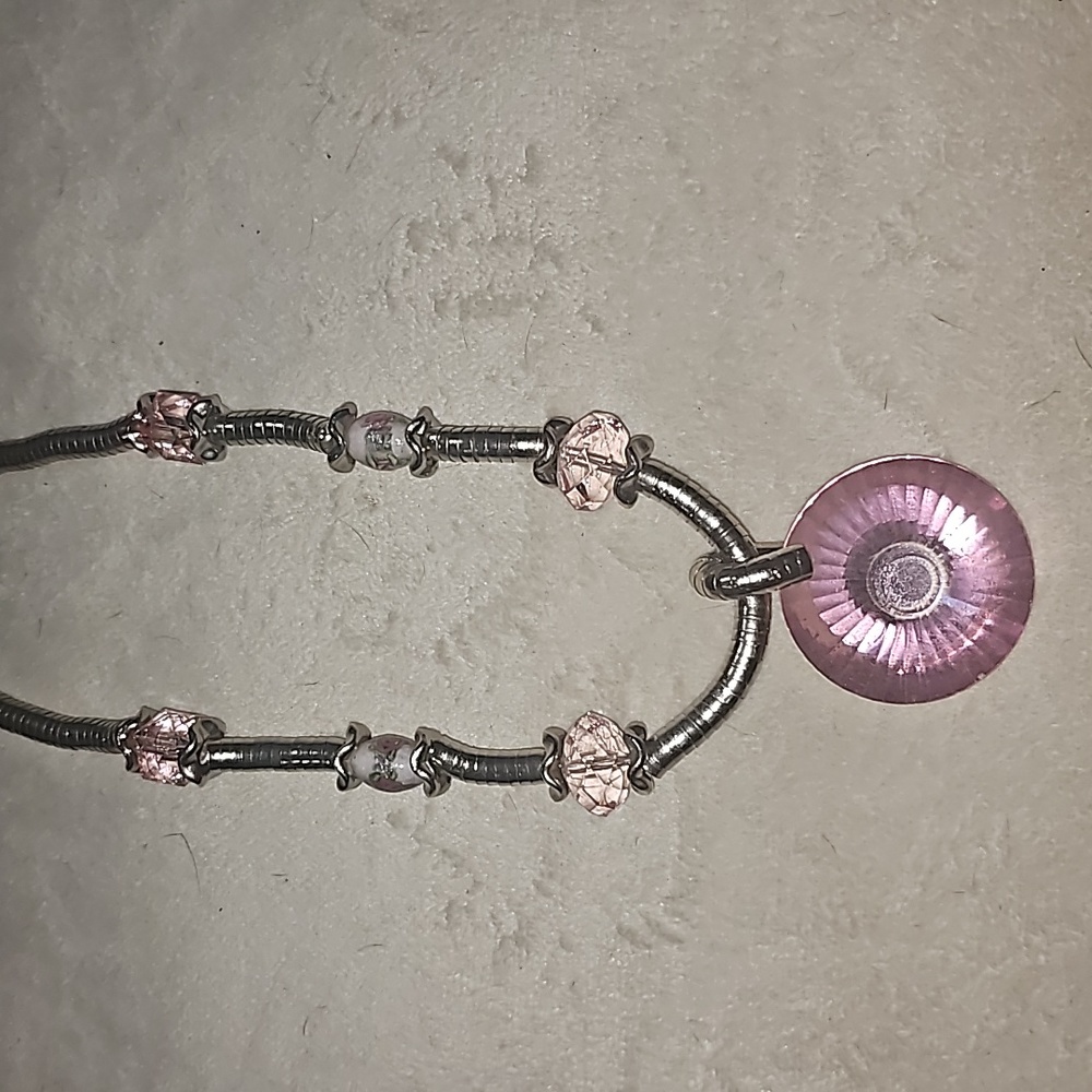 Unique necklace, Large pink beads and crystals